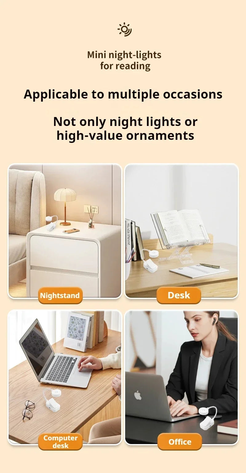 Led Table Lamp USB Rechargeable Night Light With Folding Clamp