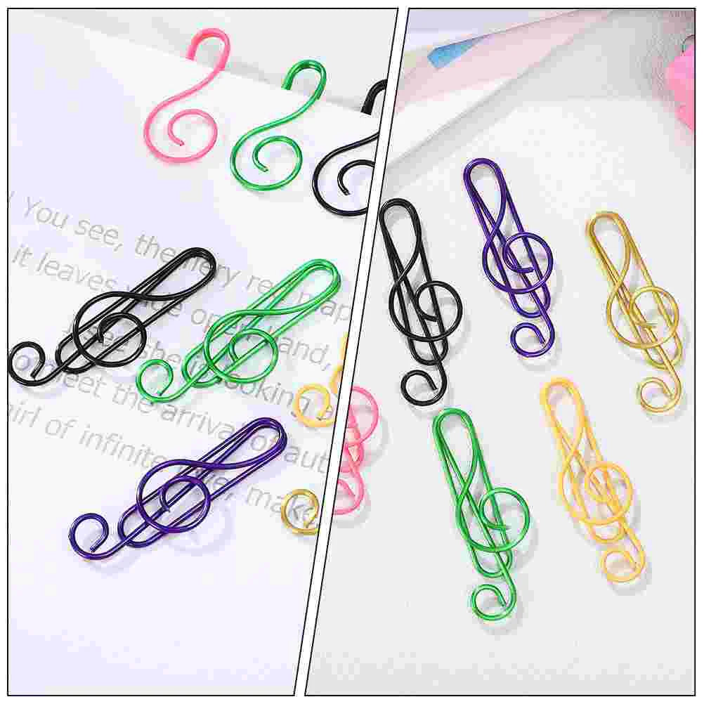 75 Pcs Colored Paper Clips Music Note Shaped