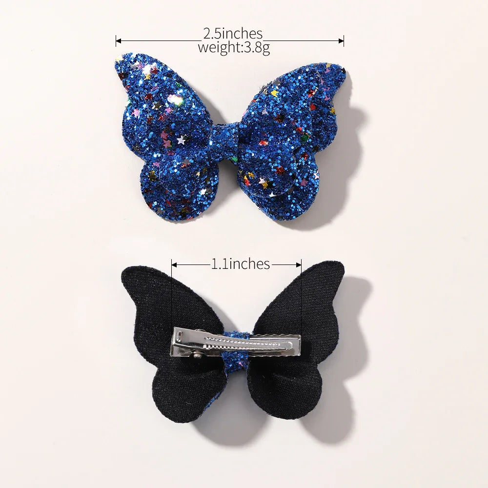 4Pcs/set Candy Colored Hair Clip Set for Girls Double Layered Bow Cute Bangs Hair Pin Cotton Safe Children's Hair Accessories