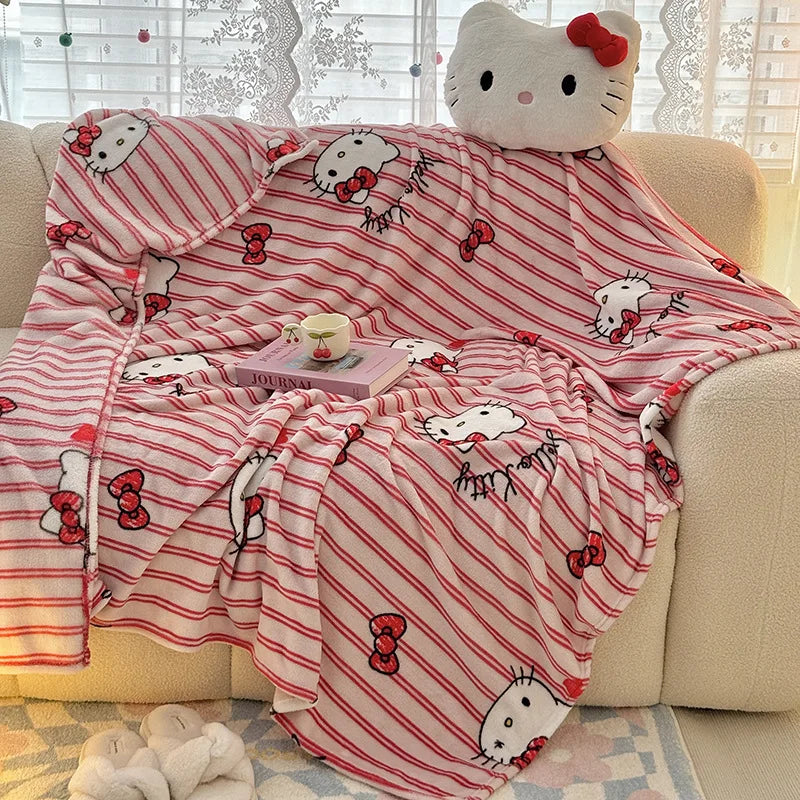 Sanrio Hello Kitty Kuromi Cartoon Printed Double-Sided Milk Velvet Blanket