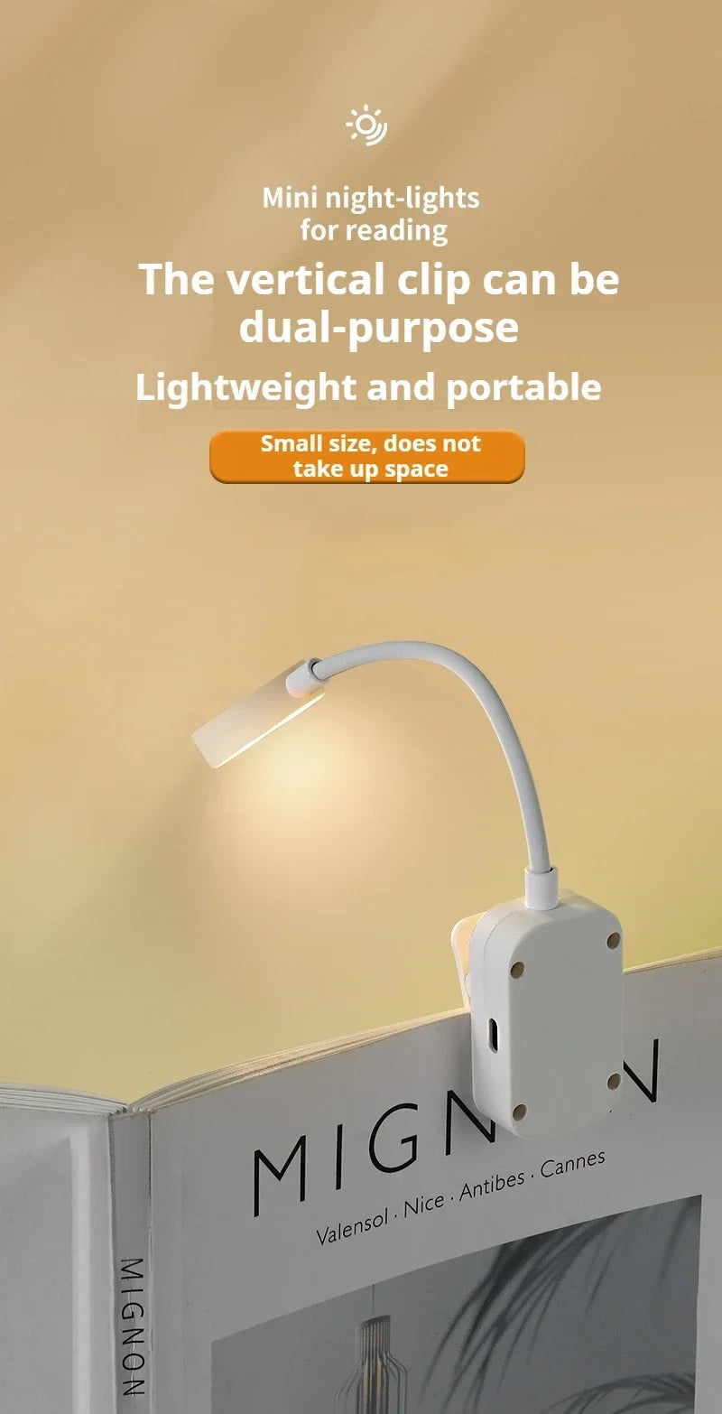 Led Table Lamp USB Rechargeable Night Light With Folding Clamp