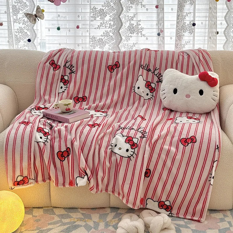 Sanrio Hello Kitty Kuromi Cartoon Printed Double-Sided Milk Velvet Blanket