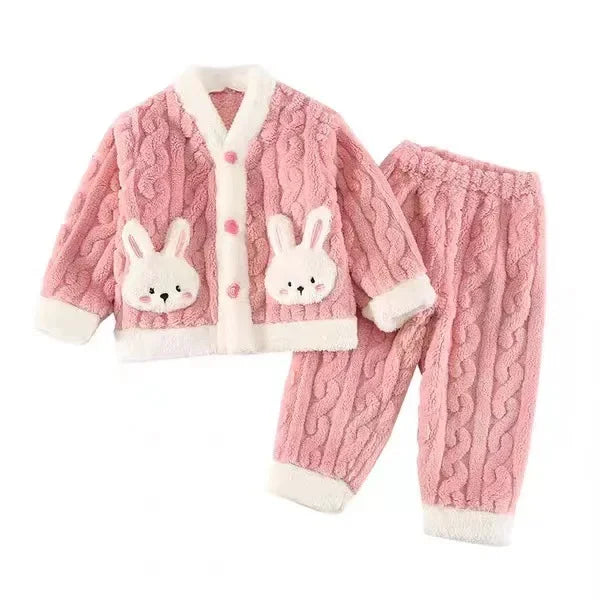 Children Pajamas 2 Piece Set Thick Flannel Fleece