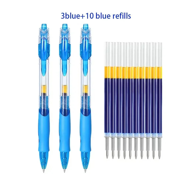 13/30pcs Retractable Gel Pens Set Black/Red/Blue Ink Ballpoint