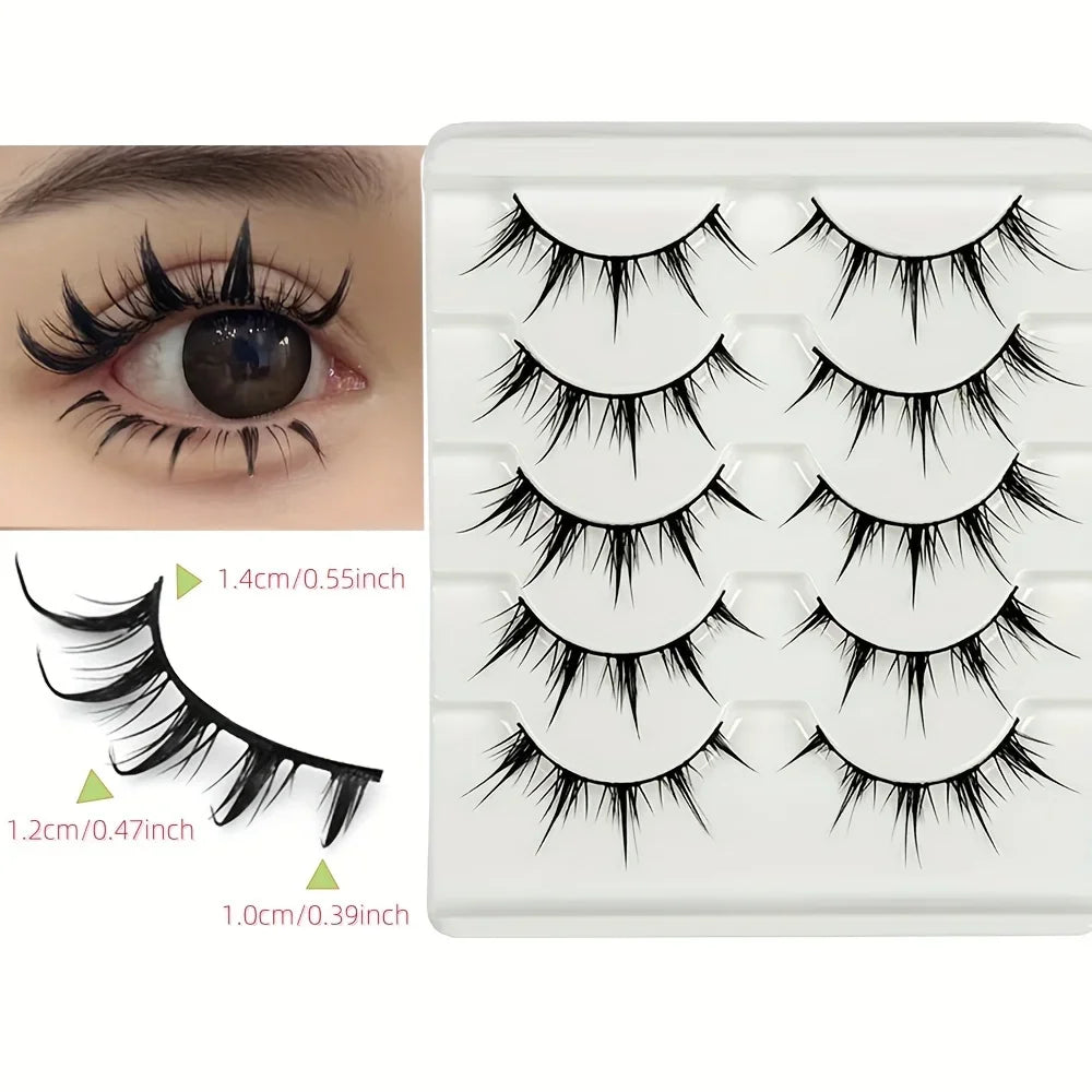 Anime-Inspired False Eyelashes, 5 Pairs Cartoon Eye Faux Lashes