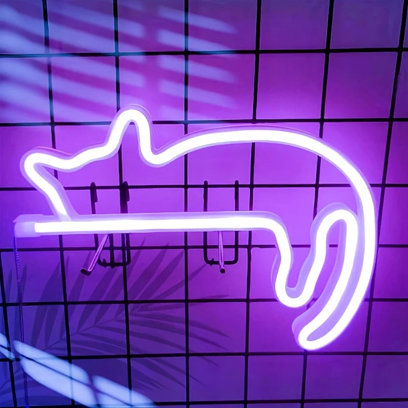Cute cat neon light, LED wall decoration