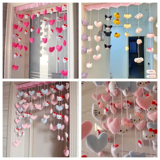 Sanrio Hello Kitty KuromiMy melody Pompom Purin Door Curtain Cute Bathroom Bedroom Curtain Accessories Home Furnishings