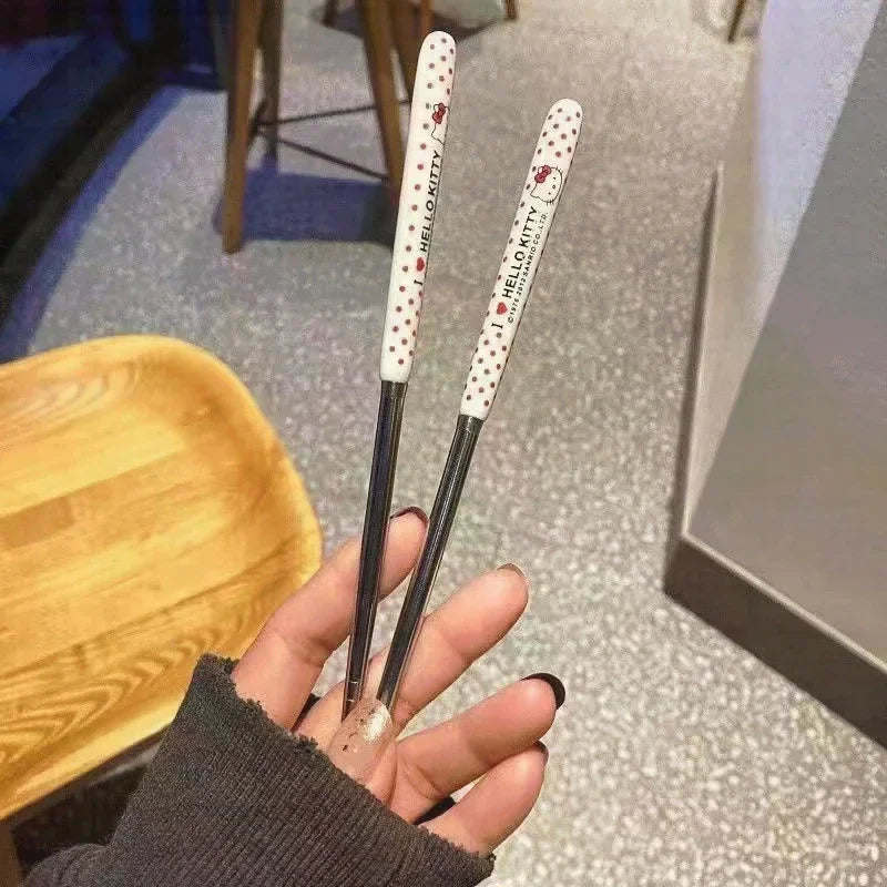 Sanrio Hello Kitty Cartoon Cute  Chopsticks Spoon Set Stainless Steel