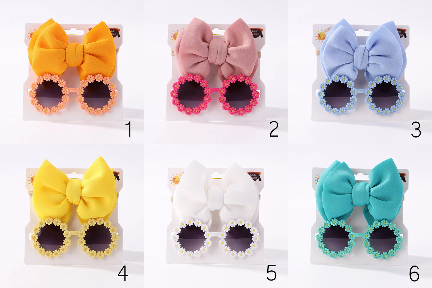 Nylon Bow Headband for Newborn Sunglasses Headwear Set
