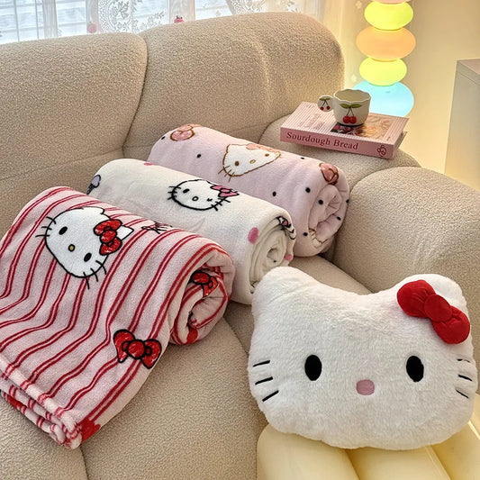Sanrio Hello Kitty Kuromi Cartoon Printed Double-Sided Milk Velvet Blanket