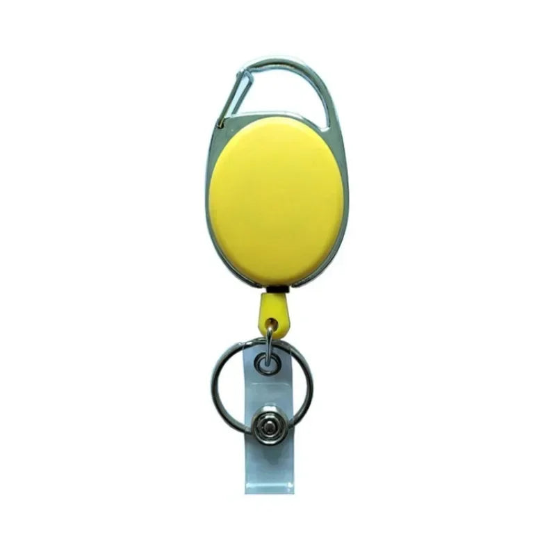 Oval Badge Reel Retractable Zinc Alloy Working Permit Clip Transparent