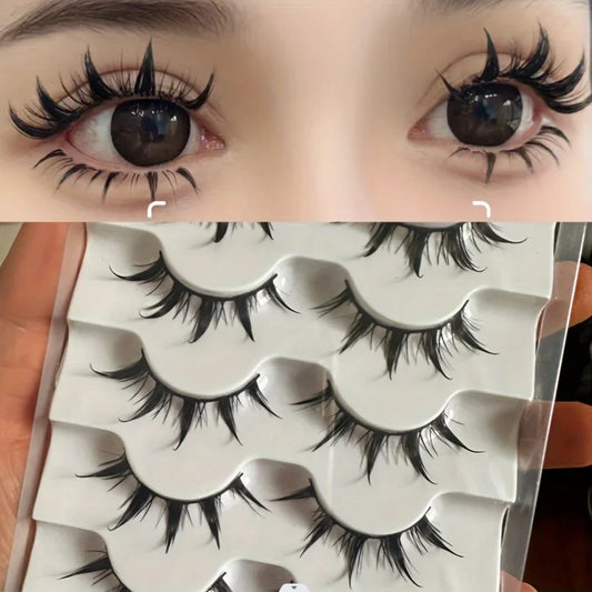Anime-Inspired False Eyelashes, 5 Pairs Cartoon Eye Faux Lashes
