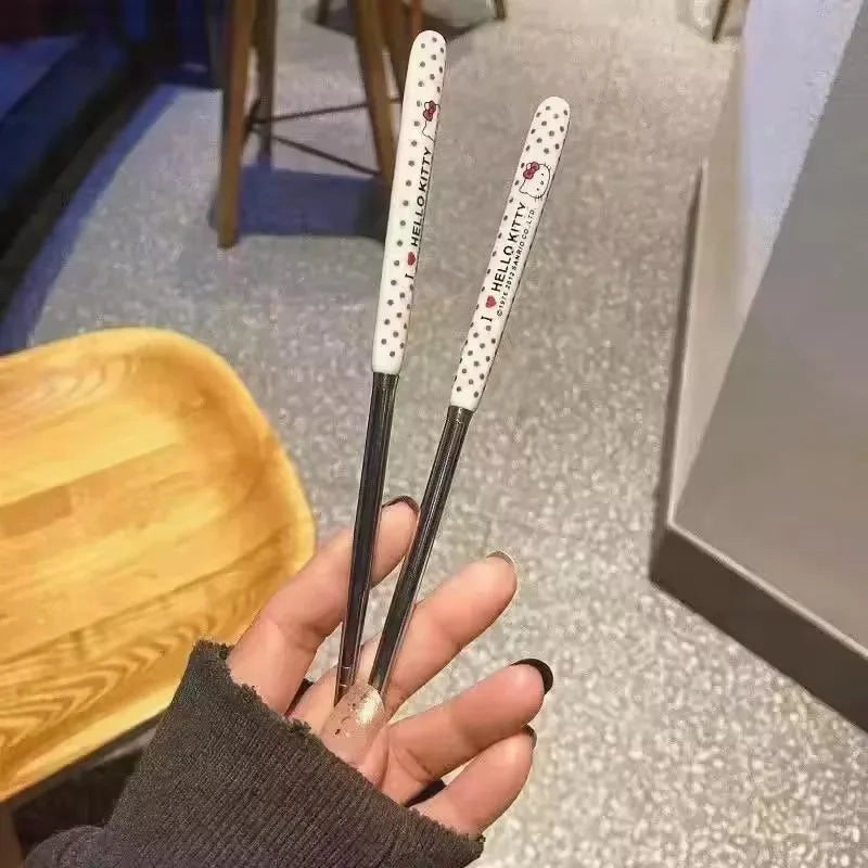 Sanrio Hello Kitty Cartoon Cute  Chopsticks Spoon Set Stainless Steel