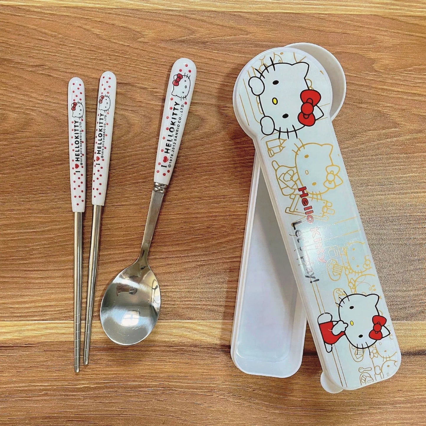 Sanrio Hello Kitty Cartoon Cute  Chopsticks Spoon Set Stainless Steel