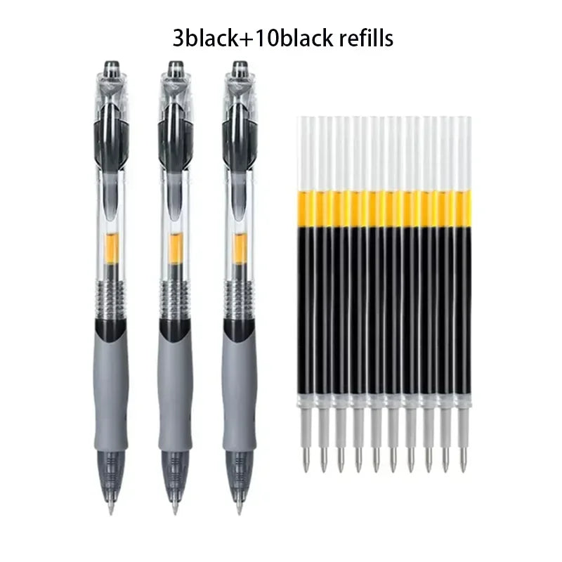 13/30pcs Retractable Gel Pens Set Black/Red/Blue Ink Ballpoint