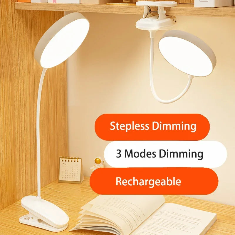 Led Table Lamp USB Rechargeable Night Light With Folding Clamp
