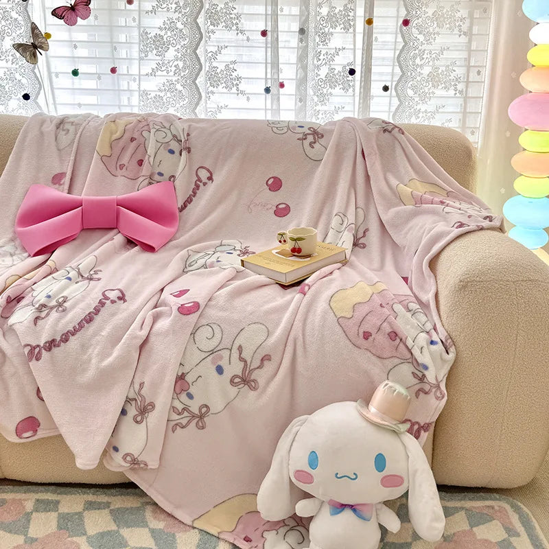 Sanrio Hello Kitty Kuromi Cartoon Printed Double-Sided Milk Velvet Blanket