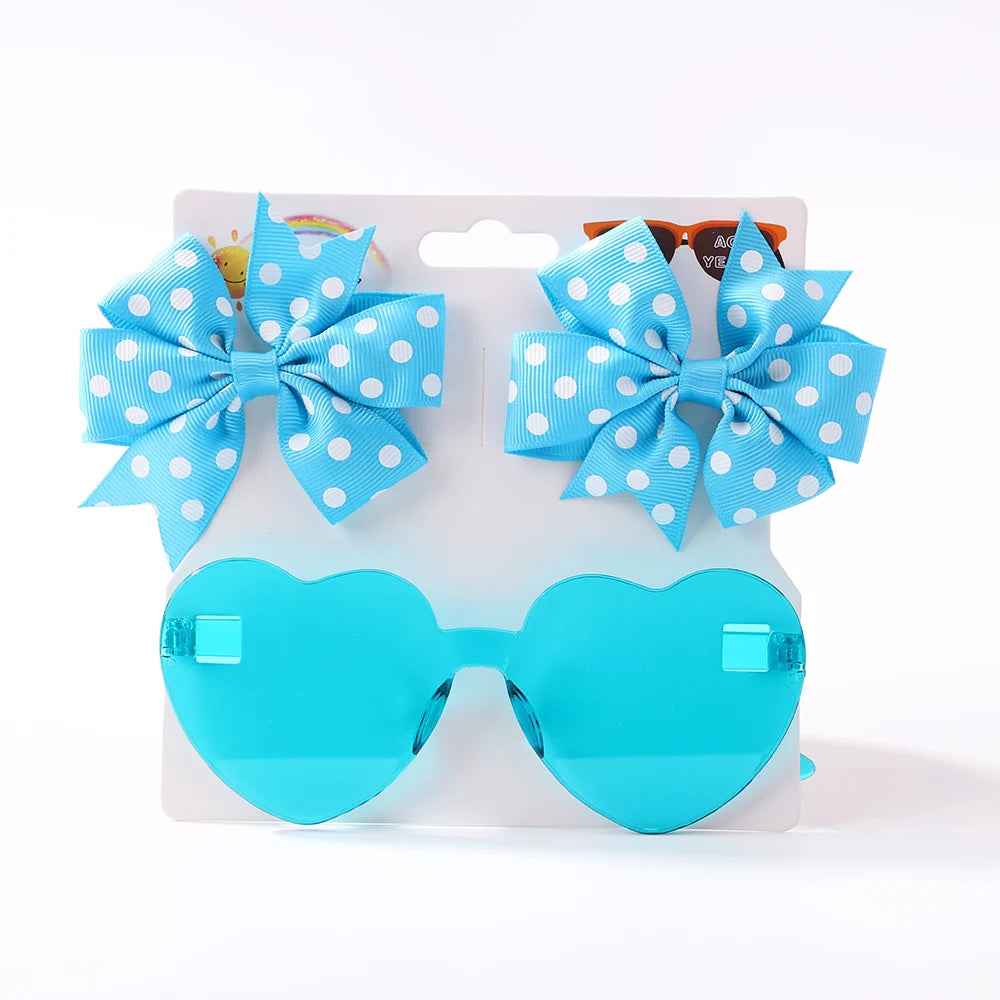 Nylon Bow Headband for Newborn Sunglasses Headwear Set