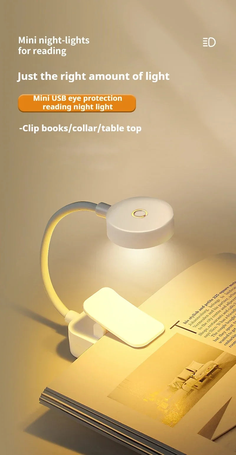 Led Table Lamp USB Rechargeable Night Light With Folding Clamp