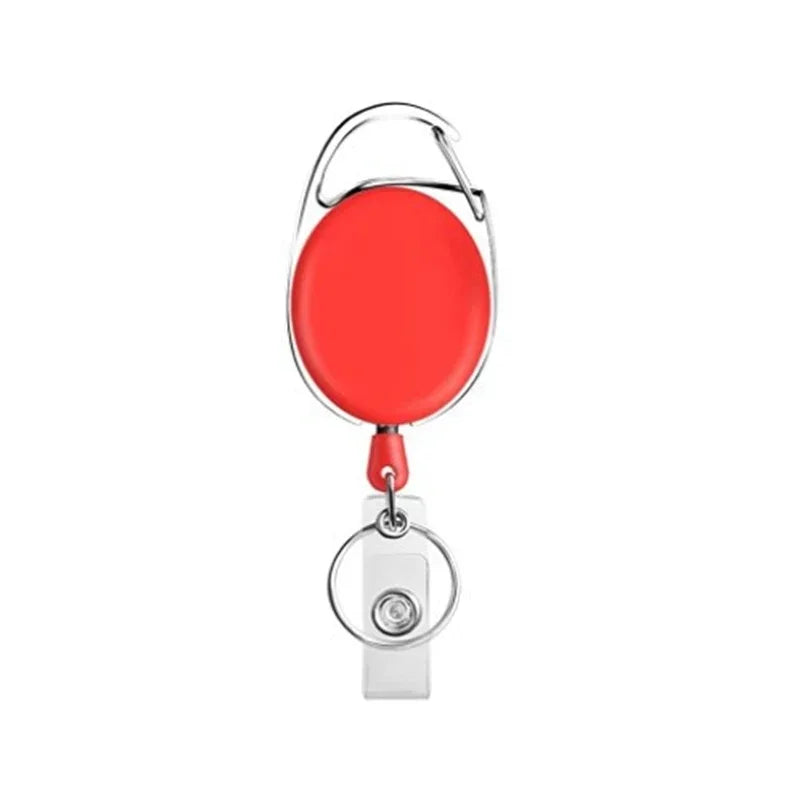 Oval Badge Reel Retractable Zinc Alloy Working Permit Clip Transparent