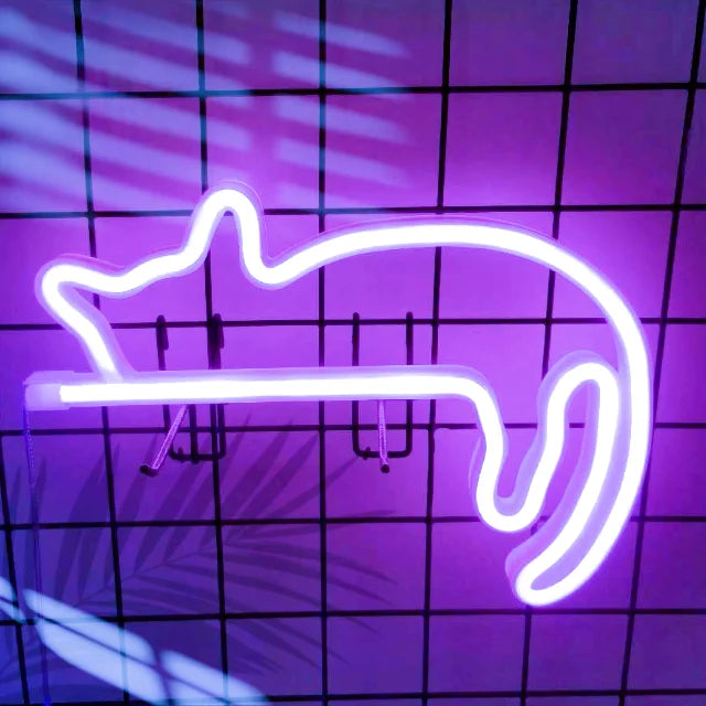 Cute cat neon light, LED wall decoration