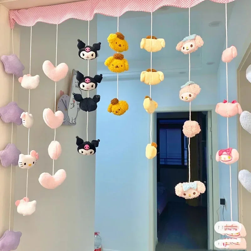 Sanrio Hello Kitty KuromiMy melody Pompom Purin Door Curtain Cute Bathroom Bedroom Curtain Accessories Home Furnishings