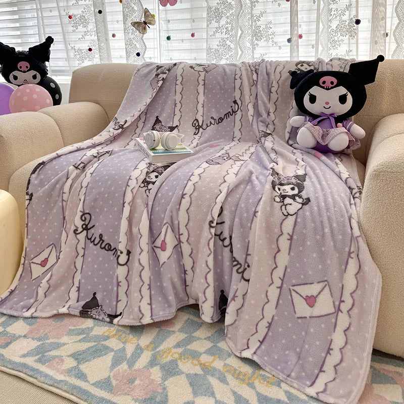 Sanrio Hello Kitty Kuromi Cartoon Printed Double-Sided Milk Velvet Blanket