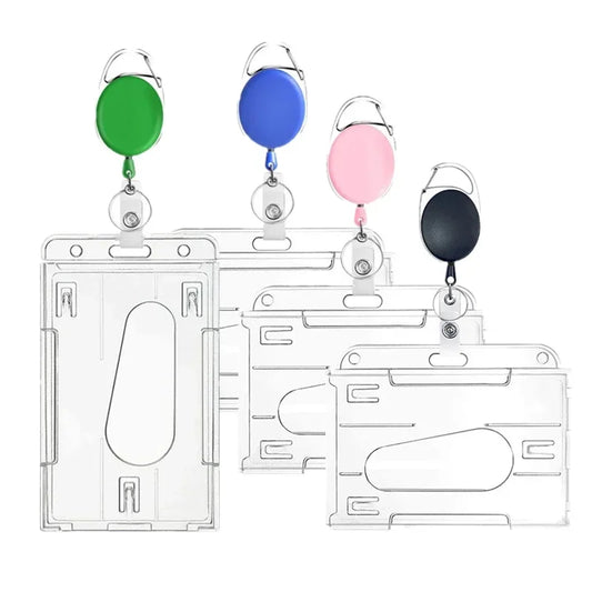 Oval Badge Reel Retractable Zinc Alloy Working Permit Clip Transparent
