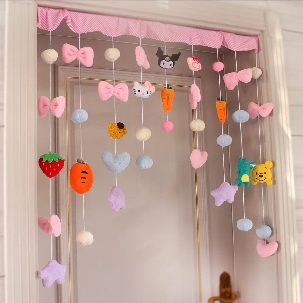 Sanrio Hello Kitty KuromiMy melody Pompom Purin Door Curtain Cute Bathroom Bedroom Curtain Accessories Home Furnishings