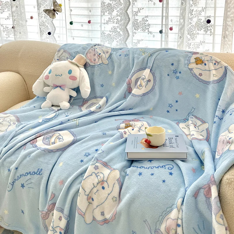 Sanrio Hello Kitty Kuromi Cartoon Printed Double-Sided Milk Velvet Blanket