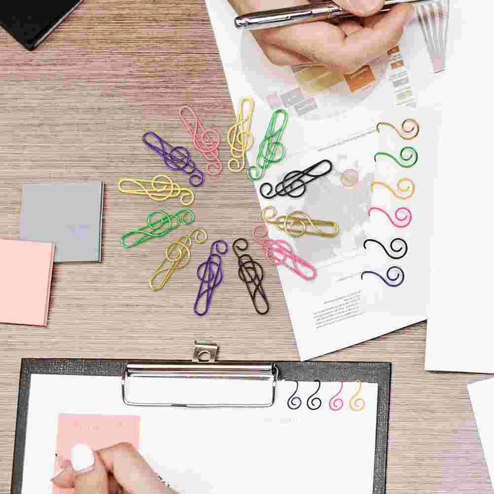 75 Pcs Colored Paper Clips Music Note Shaped