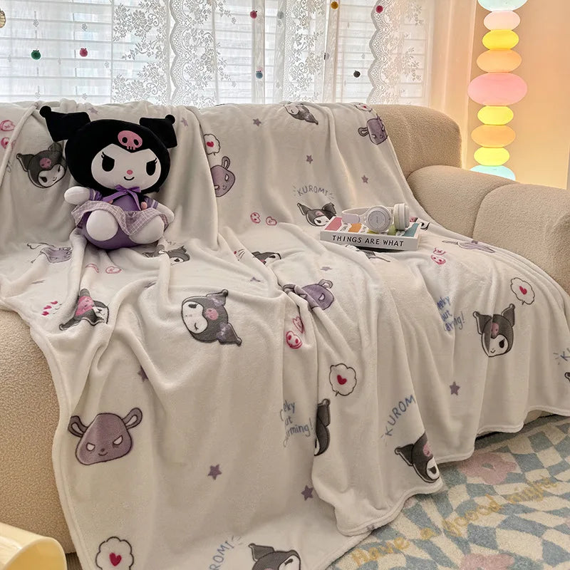 Sanrio Hello Kitty Kuromi Cartoon Printed Double-Sided Milk Velvet Blanket