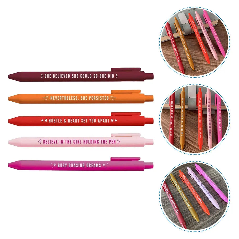 5pcs Motivational  Ink Comfortable Grip Pens