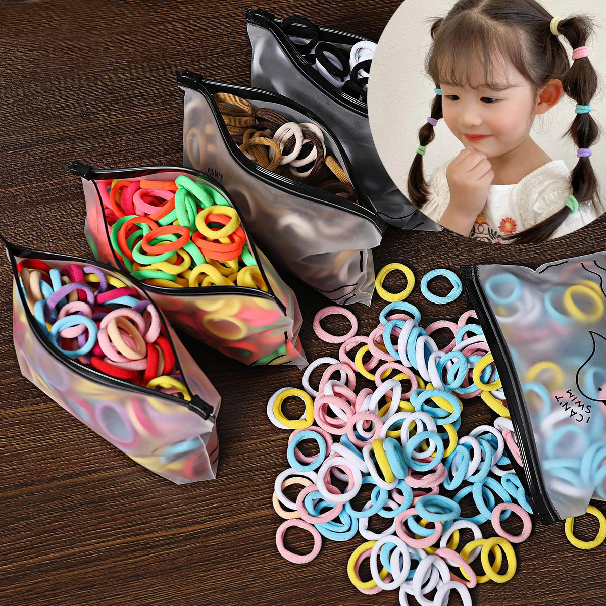 50/100Pcs Hair Bands for Children Colorful Nylon Scrunchie Hair Ties Hair Accessories