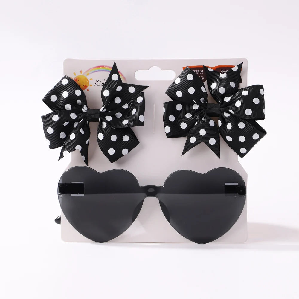 Nylon Bow Headband for Newborn Sunglasses Headwear Set